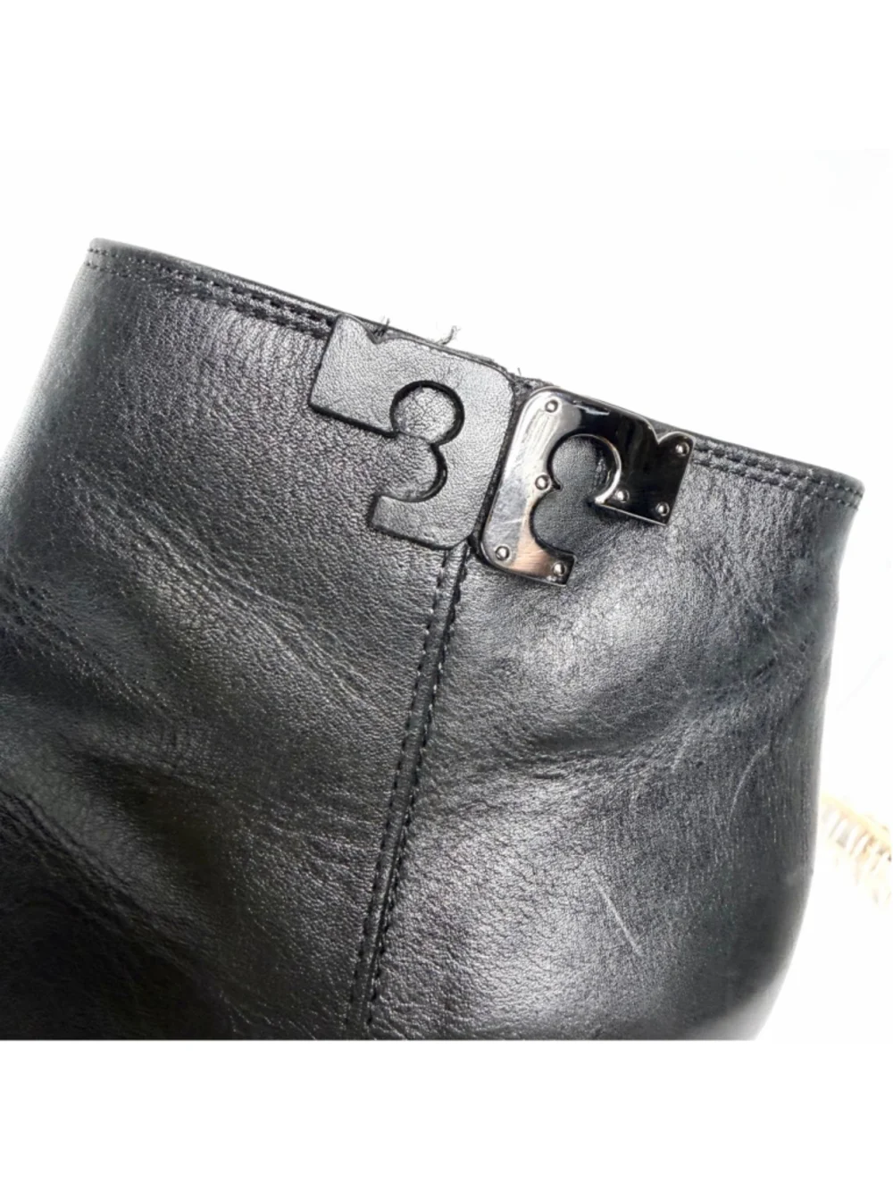Women's Tory Burch Lowell Black Leather Wedge Ankle Boots Size 9.5
